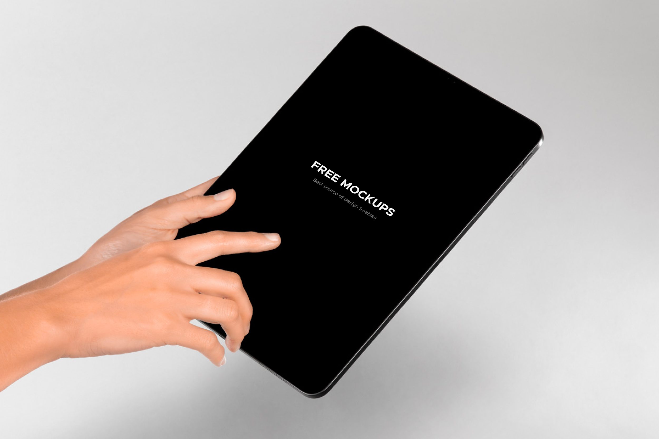 Two Hands Holding Silver iPad Pro Free Mockup PSD Template
