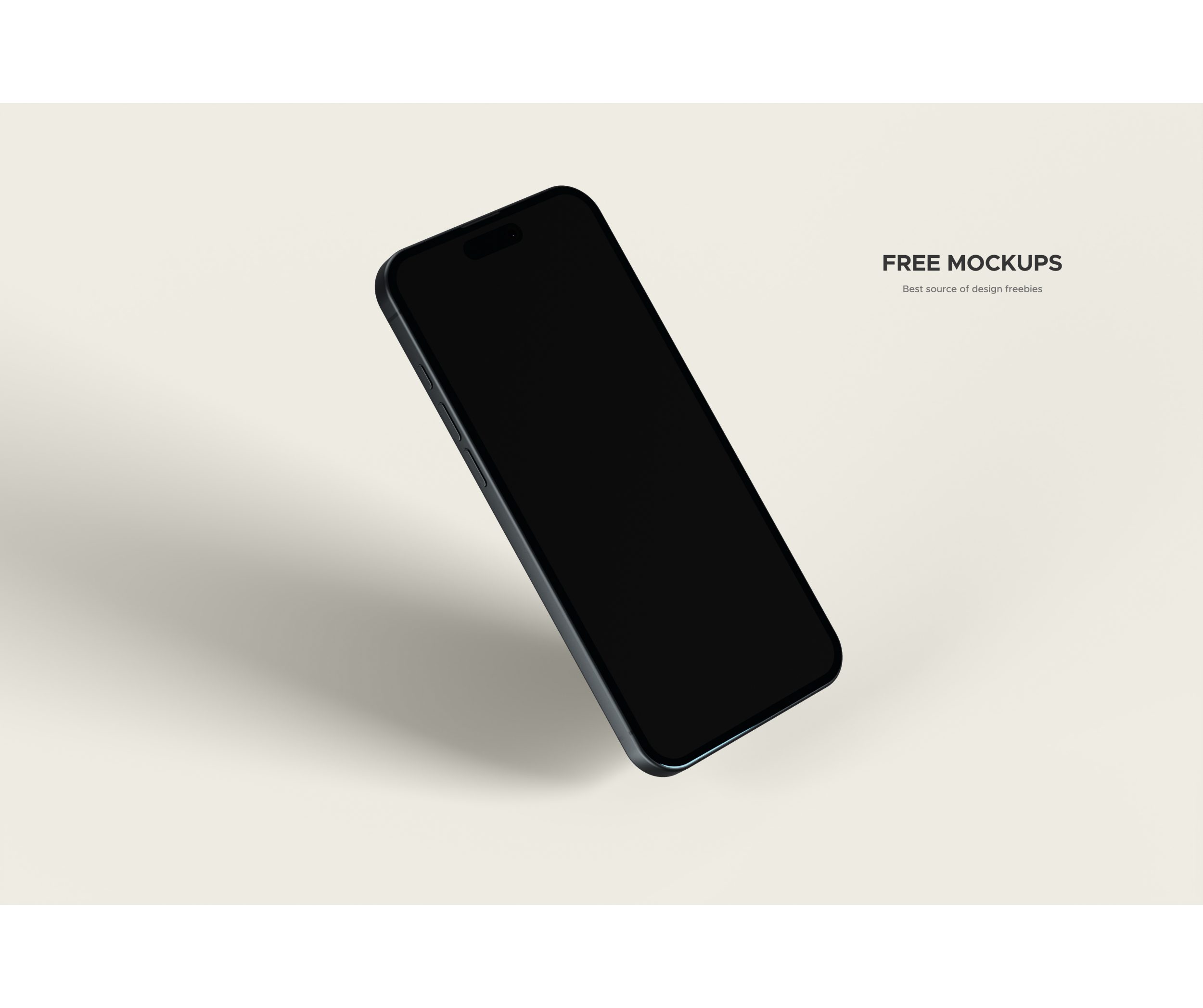 Floating Angled View Black iPhone 16 Free Mockup - Free Mockups