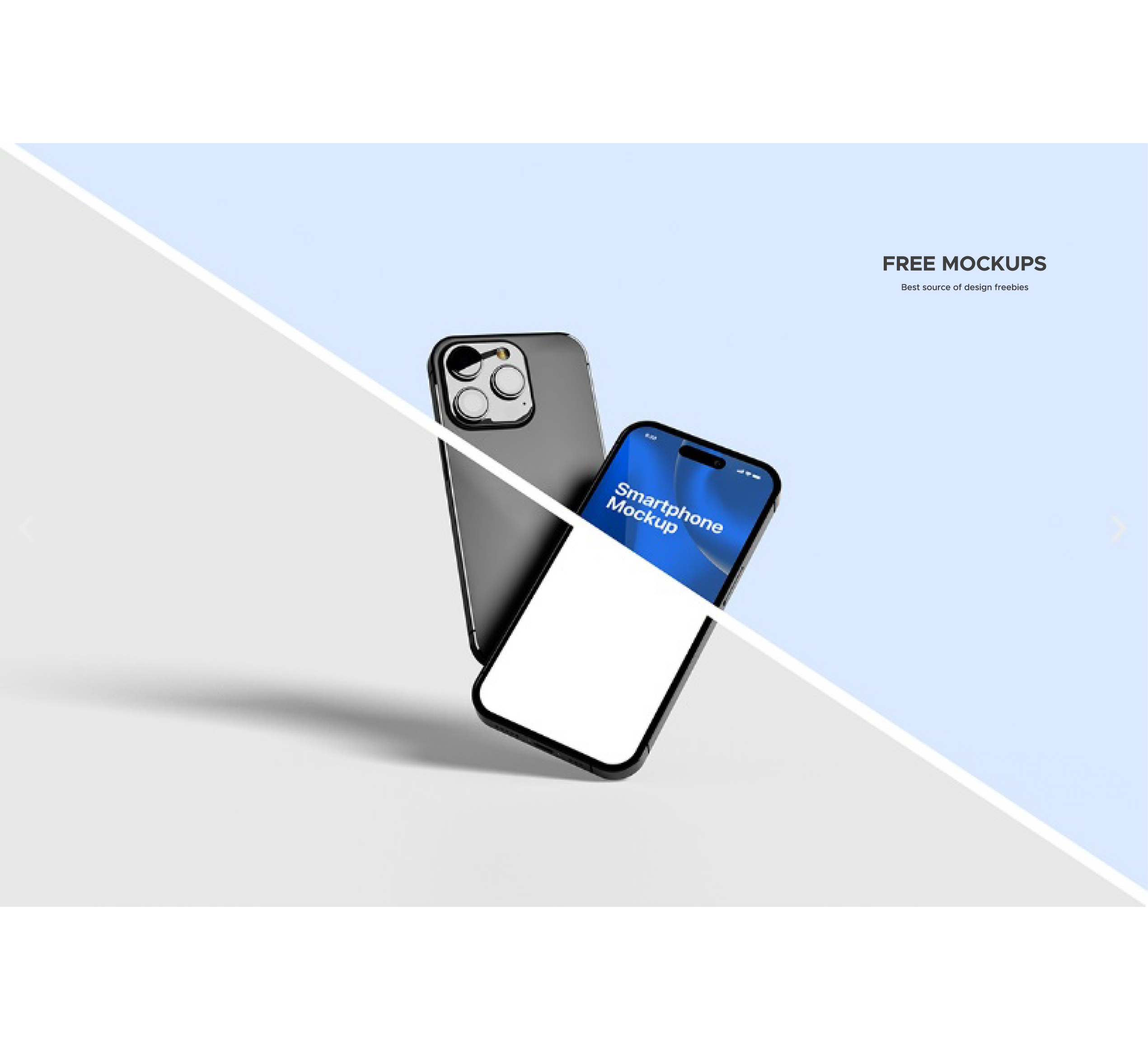 Floating Frontal & Back View Black iPhone 14 Pro Free Mockup