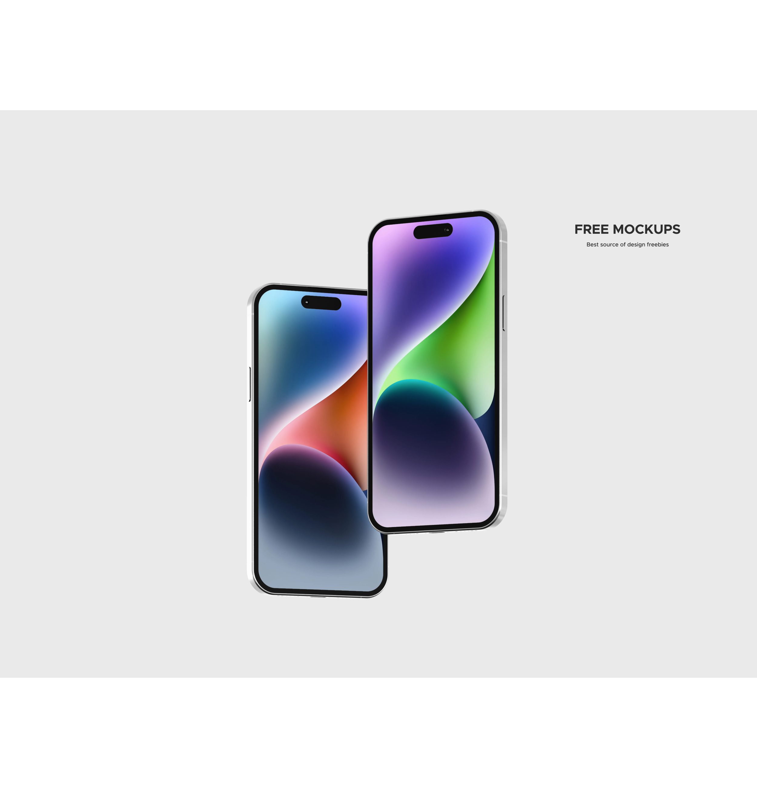 Frontal Floating Close Up View Silver iPhone 14 Pro Free Mockup